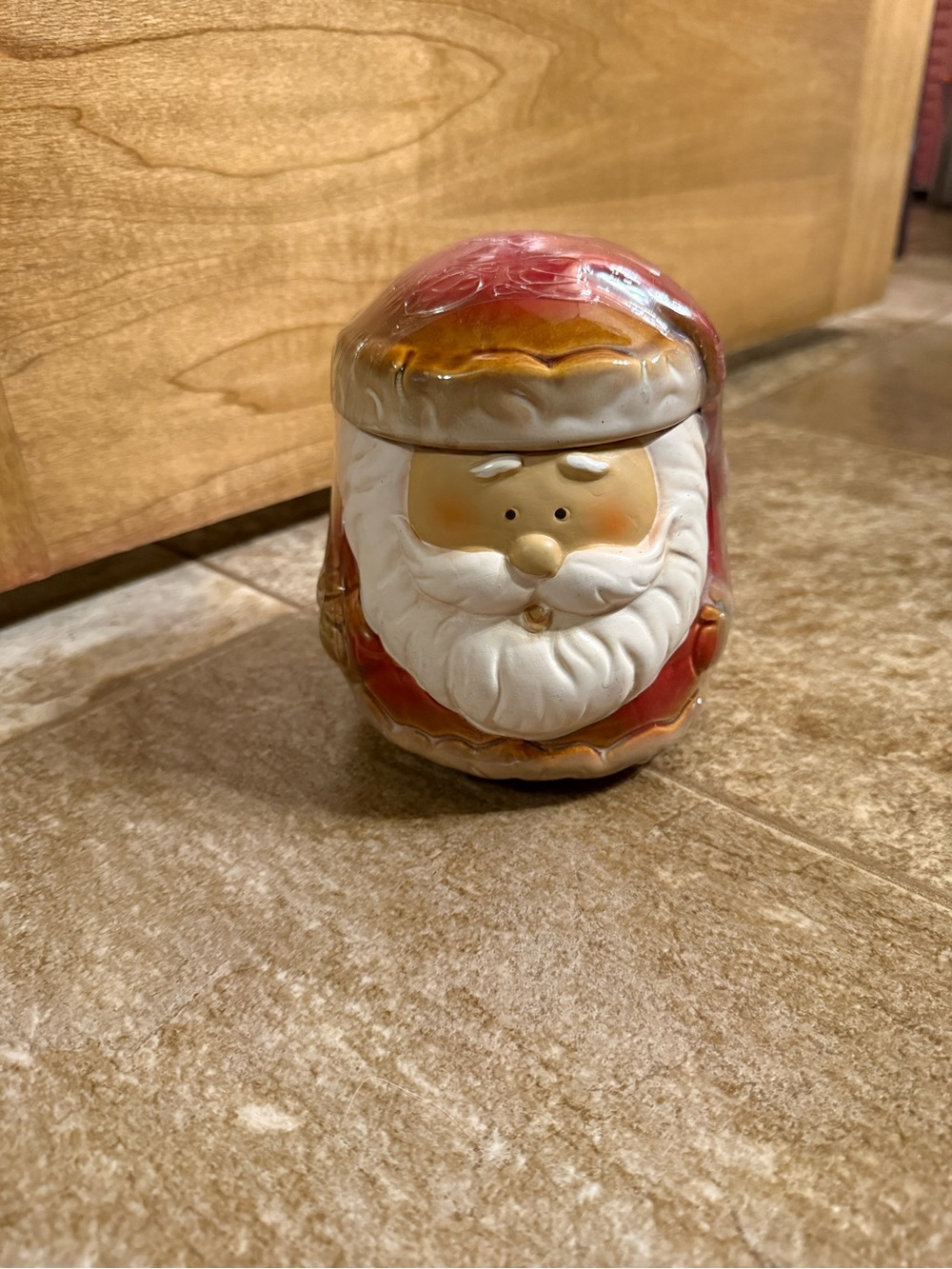 Vintage Santa Claus Ceramic Jar Container Christmas Decor